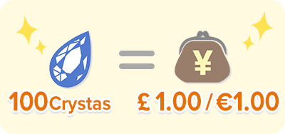  100 Crystas is equivalent to 1 pound sterling, euro, or US dollar